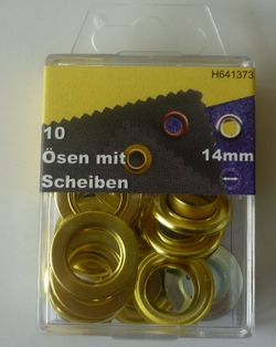 Eyelet rings 14mm (10 pcs), Gold